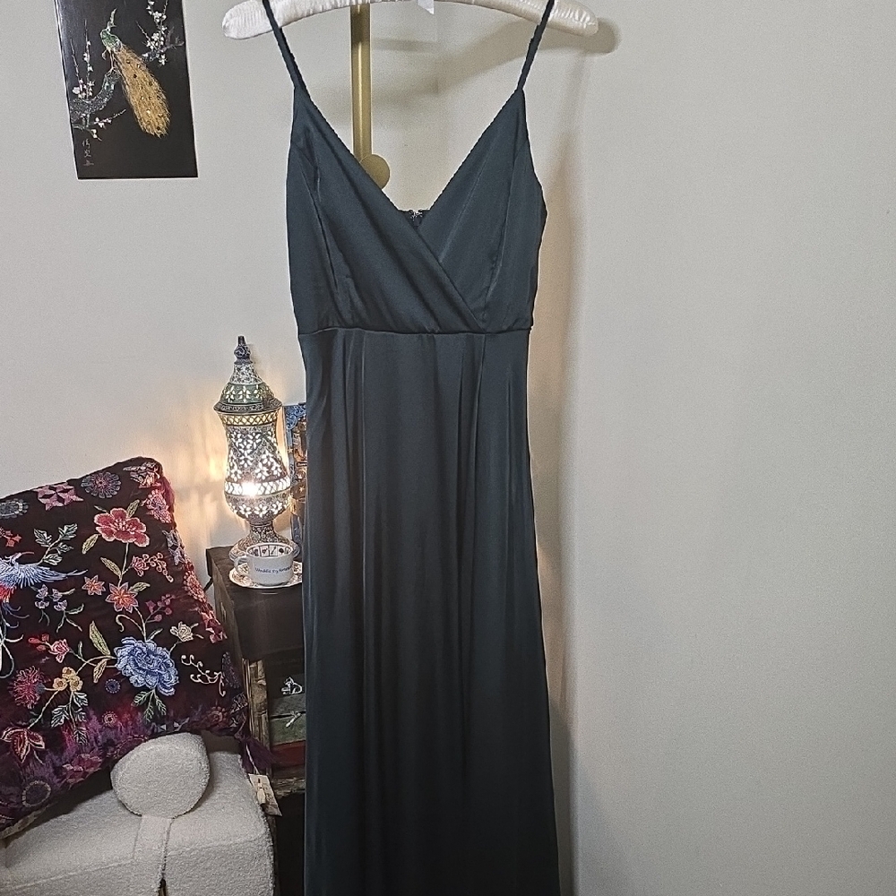 Lulu's Blue-Green Maxi Spaghetti Strap Dress